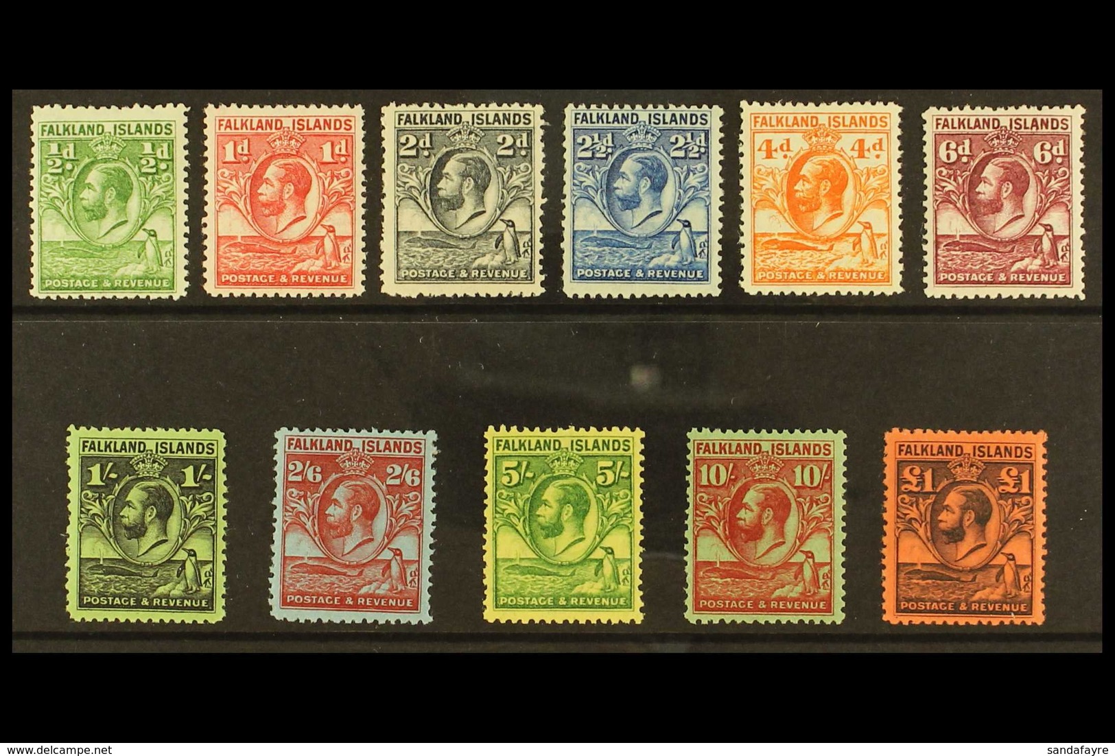 1929-37 Whale And Penguins Set Complete, SG 116/126, Very Fine Mint (11 Stamps) For More Images, Please Visit Http://www - Falkland