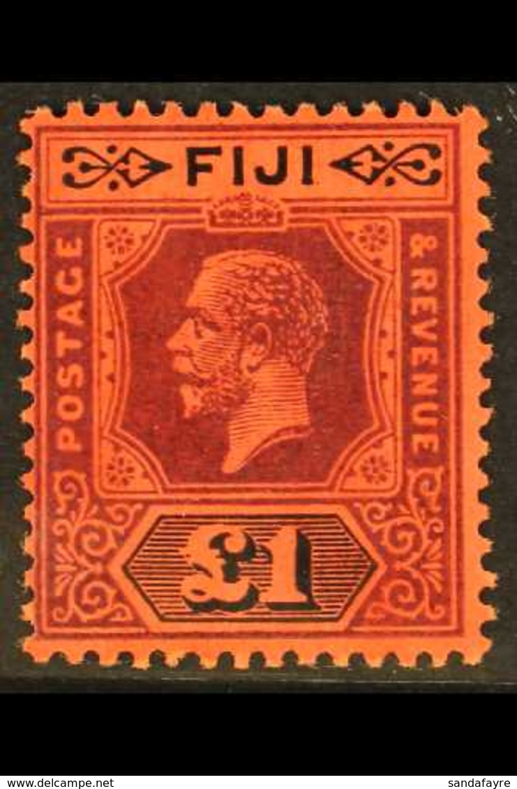 1912-23 £1 Purple And Black / Red Die II, SG 137a, Mint Very Lightly Hinged. Fresh. For More Images, Please Visit Http:/ - Fiji (...-1970)