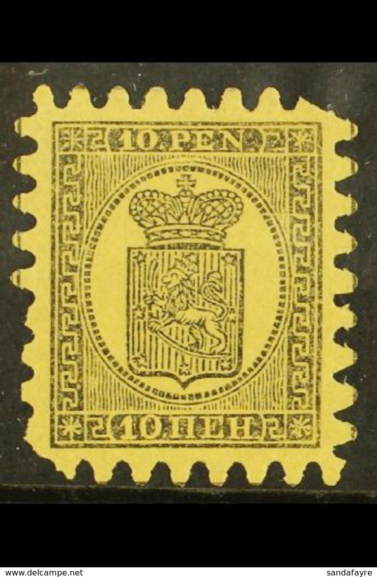 1871 10p Black/yellow, Wove Paper, Type II Serpentine Roulette, SG 58, Mint, Part OG With 2 Blunt Corners For More Image - Other & Unclassified