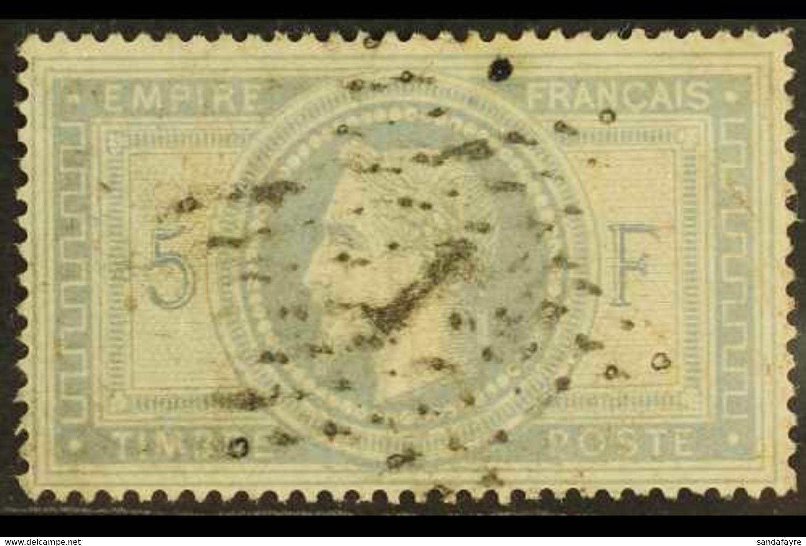1869 5f lilac-grey On Greyish Napoleon (Yvert 33, SG 131), Used With "1" Star Type Cancel, Small ink Spot And Minute Thi - Andere & Zonder Classificatie