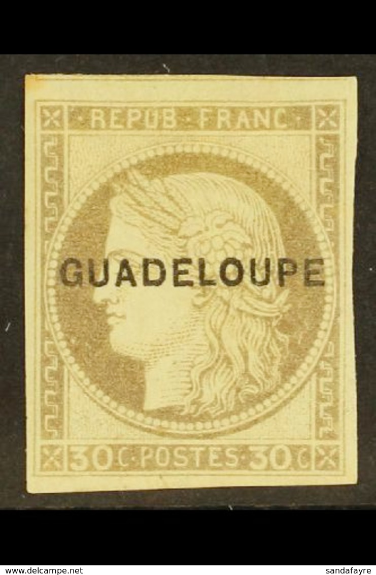 GUADELOUPE 1891 30c Brown Ceres, Overprinted, Yv 12, Very Fine Mint. For More Images, Please Visit Http://www.sandafayre - Andere & Zonder Classificatie