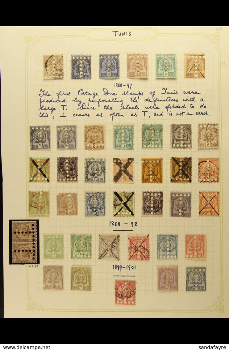 TUNISIA POSTAGE DUES 1888-1901 Mint & Used Collection Of Stamps With "T" Perforations On A Page, Inc 1888-97 Thin Numera - Other & Unclassified