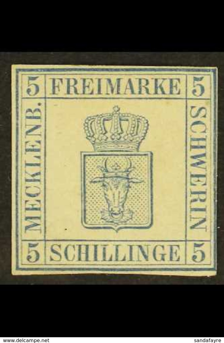 MECKLENBURG-SCHWERIN 1856 5s Blue (Michel 3, SG 4), Fine Mint, 3+ Narrow Margins Just Brushing The Outer Frame Line At L - Altri & Non Classificati