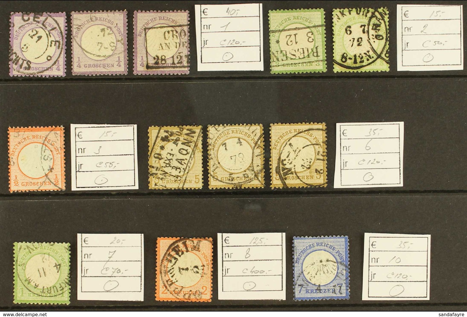 1872-1874 FINE USED SELECTION With Shades And Nice Postmarks On Stock Cards, Includes 1872 Small Shield ¼g (x3 Examples) - Altri & Non Classificati
