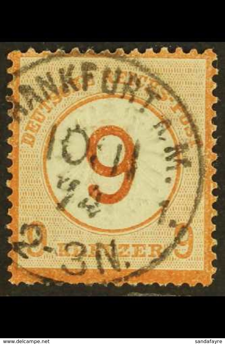 1874 "9" On 9k Chestnut (Michel 30, SG 30), Fine Cds Used With Nice Fully Dated "Frankfurt" Cds Cancel, Slightly Shortis - Altri & Non Classificati