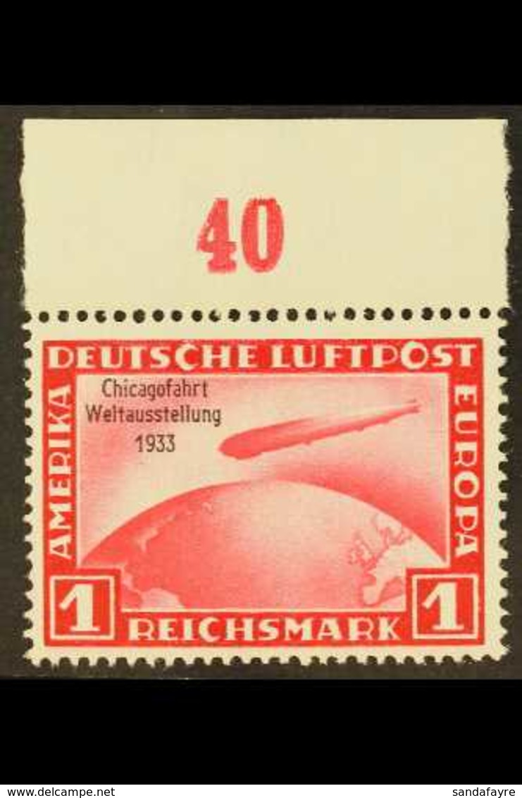 1933 1m Carmine Air Chicago World Exhibition Flight Of Graf Zeppelin Overprint (Michel 496, SG 510), Never Hinged Mint U - Other & Unclassified
