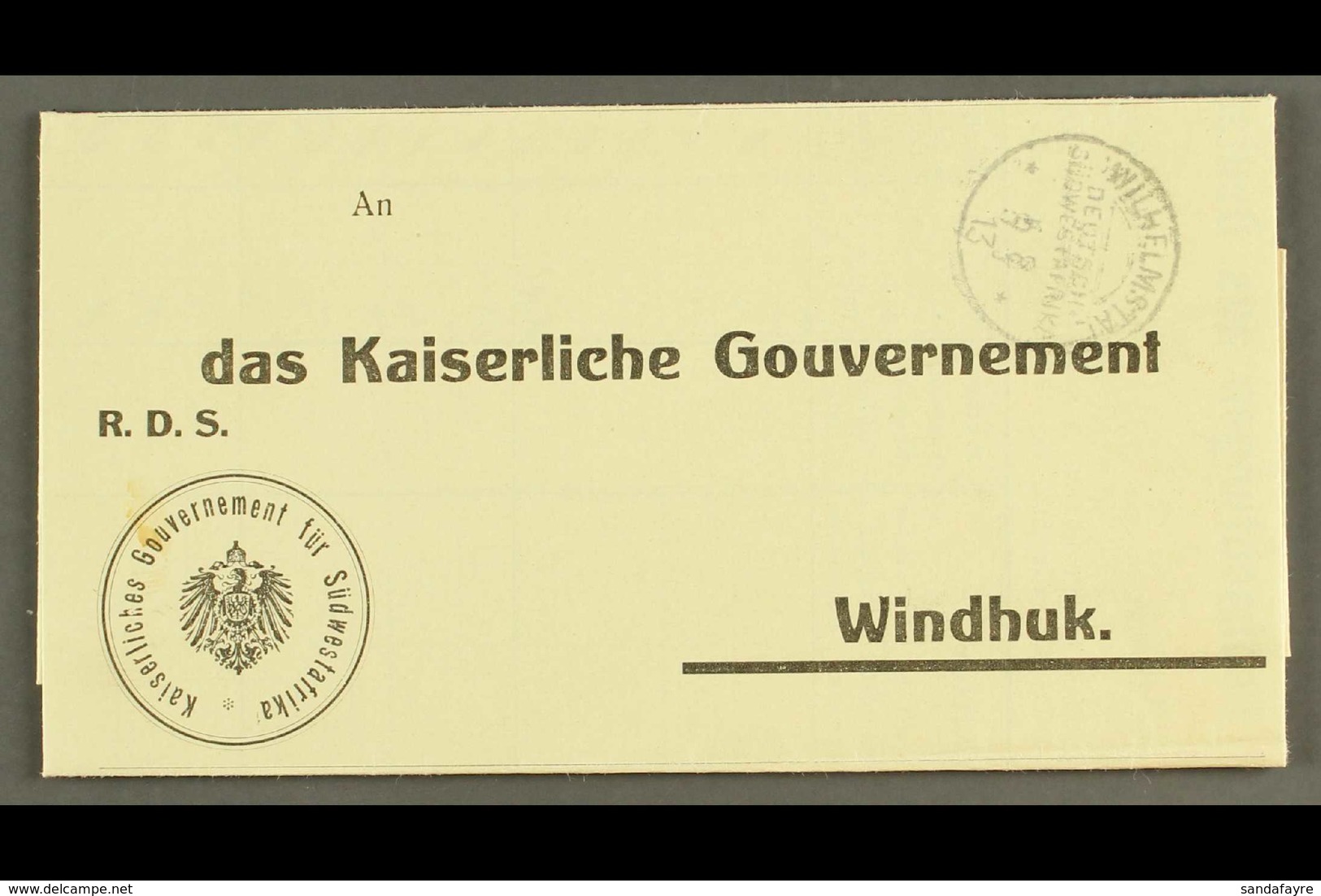 SOUTH WEST AFRICA 1913 (5 Aug) Official Government  Printed Meteorological Report For July 1913, Addressed To Windhuk, A - Andere & Zonder Classificatie