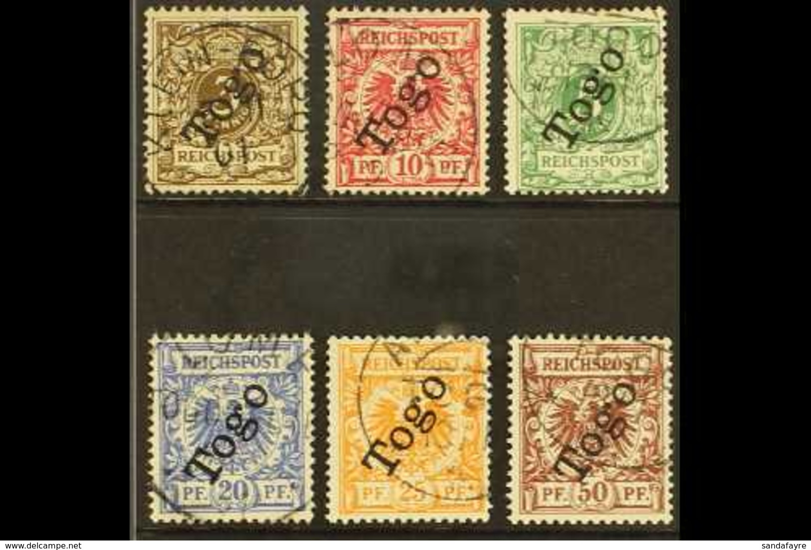 TOGO 1897-99 Overprints Complete Set (Michel 1/6, SG G1/6, Fine Used, Fresh. (6 Stamps) For More Images, Please Visit Ht - Other & Unclassified