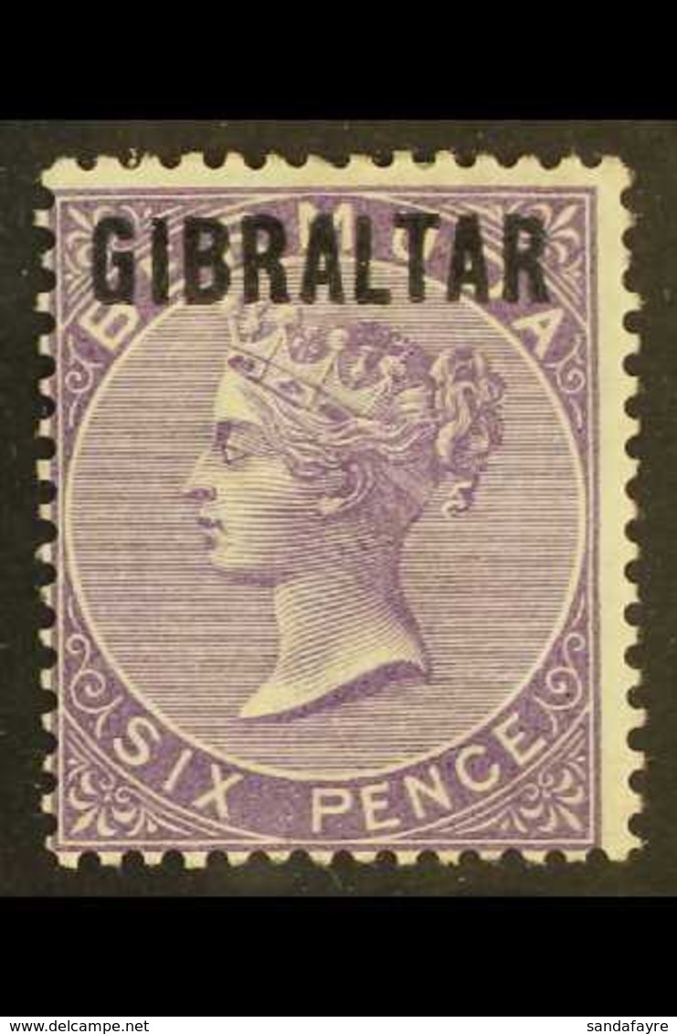 1886 6d Deep Lilac Overprinted, SG 6, Mint With Large Part Gum. For More Images, Please Visit Http://www.sandafayre.com/ - Gibilterra