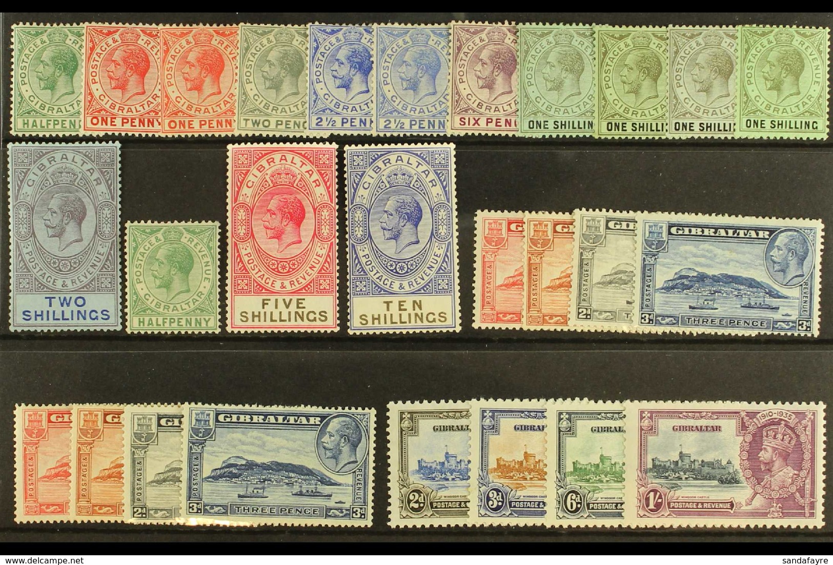 1912-36 MINT KGV SELECTION Presented On A Stock Card With MCA Wmk Ranges To 2s, Script Wmk 5s & 10s, 1931 Sets & 1935 Ju - Gibraltar