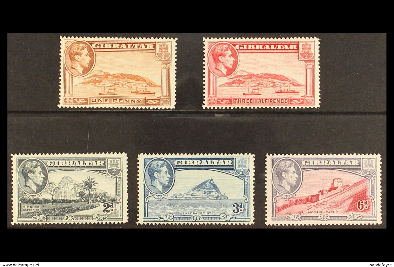 1938-51 Pictorial Definitive Perf 14 Set To 6d, SG 122,123, 124, 125a, 126a, Never Hinged Mint (5 Stamps) For More Image - Gibilterra