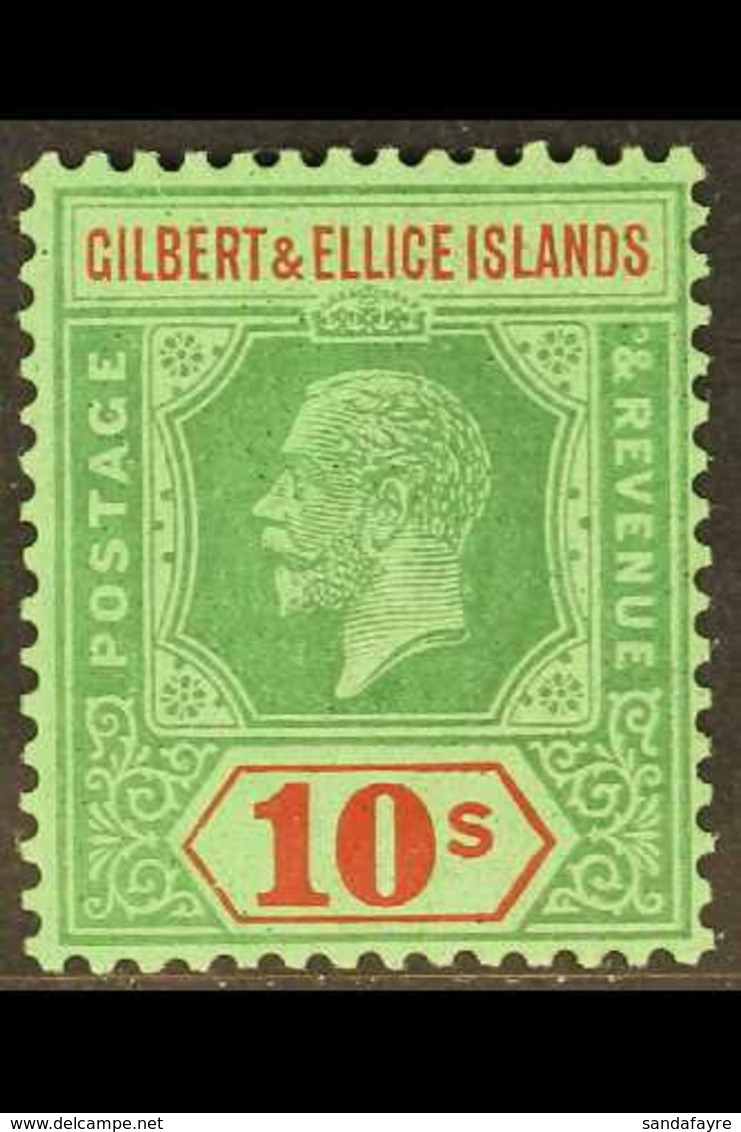 1922-27 10s Green And Red On Emerald, SG 35, Superb Never Hinged Mint.  For More Images, Please Visit Http://www.sandafa - Gilbert- En Ellice-eilanden (...-1979)