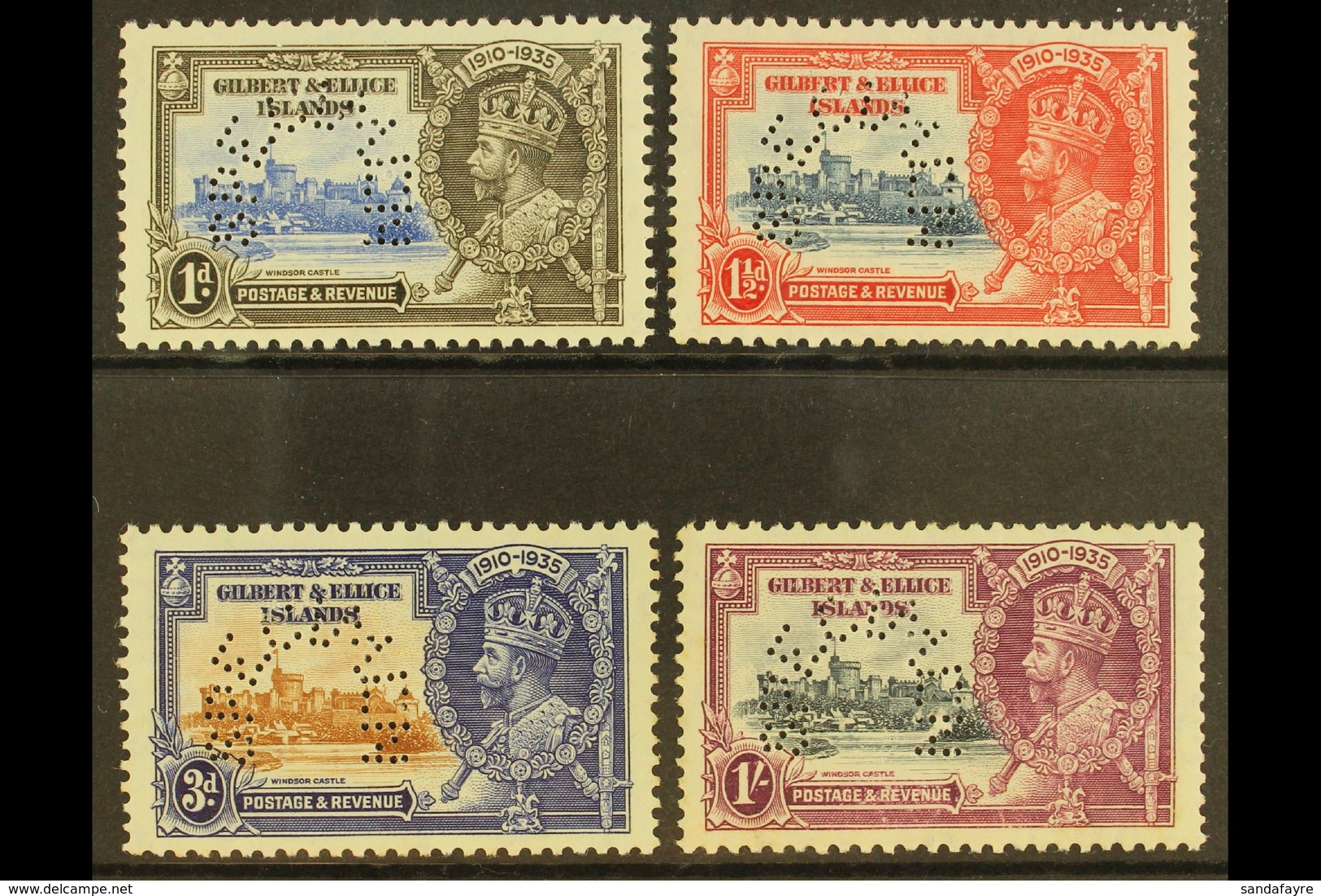 1935 Silver Jubilee Set Complete, Perforated "Specimen", SG 36s/9s, Very Fine Mint. (4 Stamps) For More Images, Please V - Isole Gilbert Ed Ellice (...-1979)