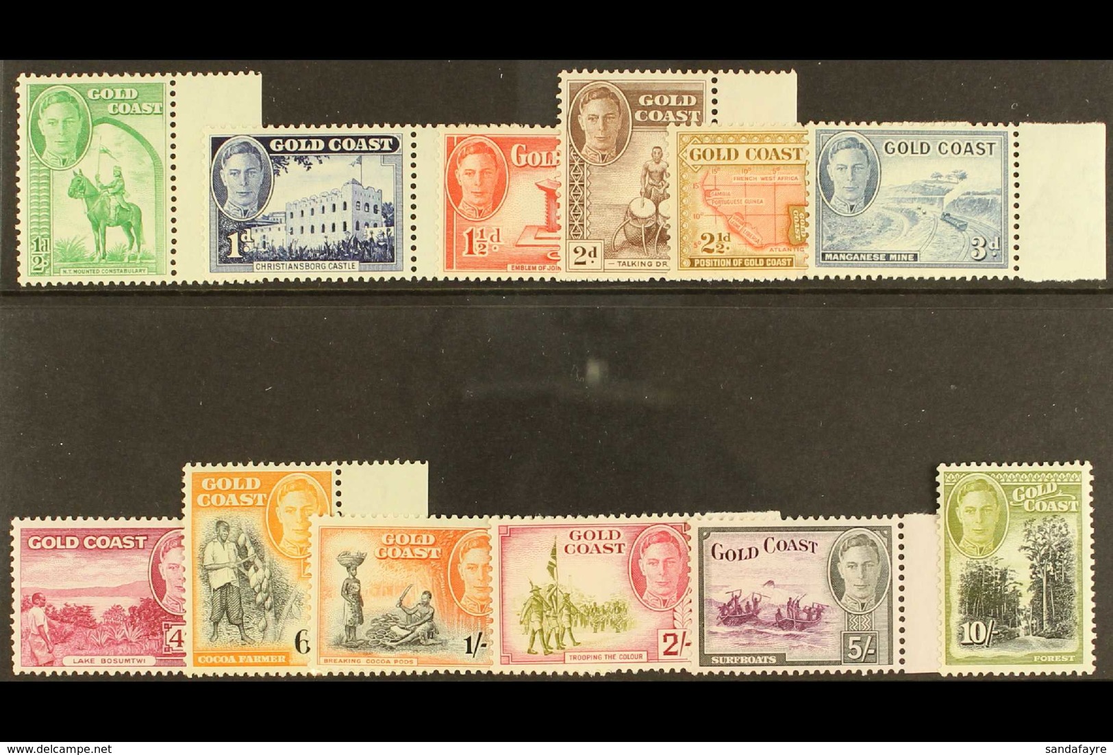 1948 Pictorial Definitive Set, SG 135/46, Never Hinged Mint (12 Stamps) For More Images, Please Visit Http://www.sandafa - Goudkust (...-1957)