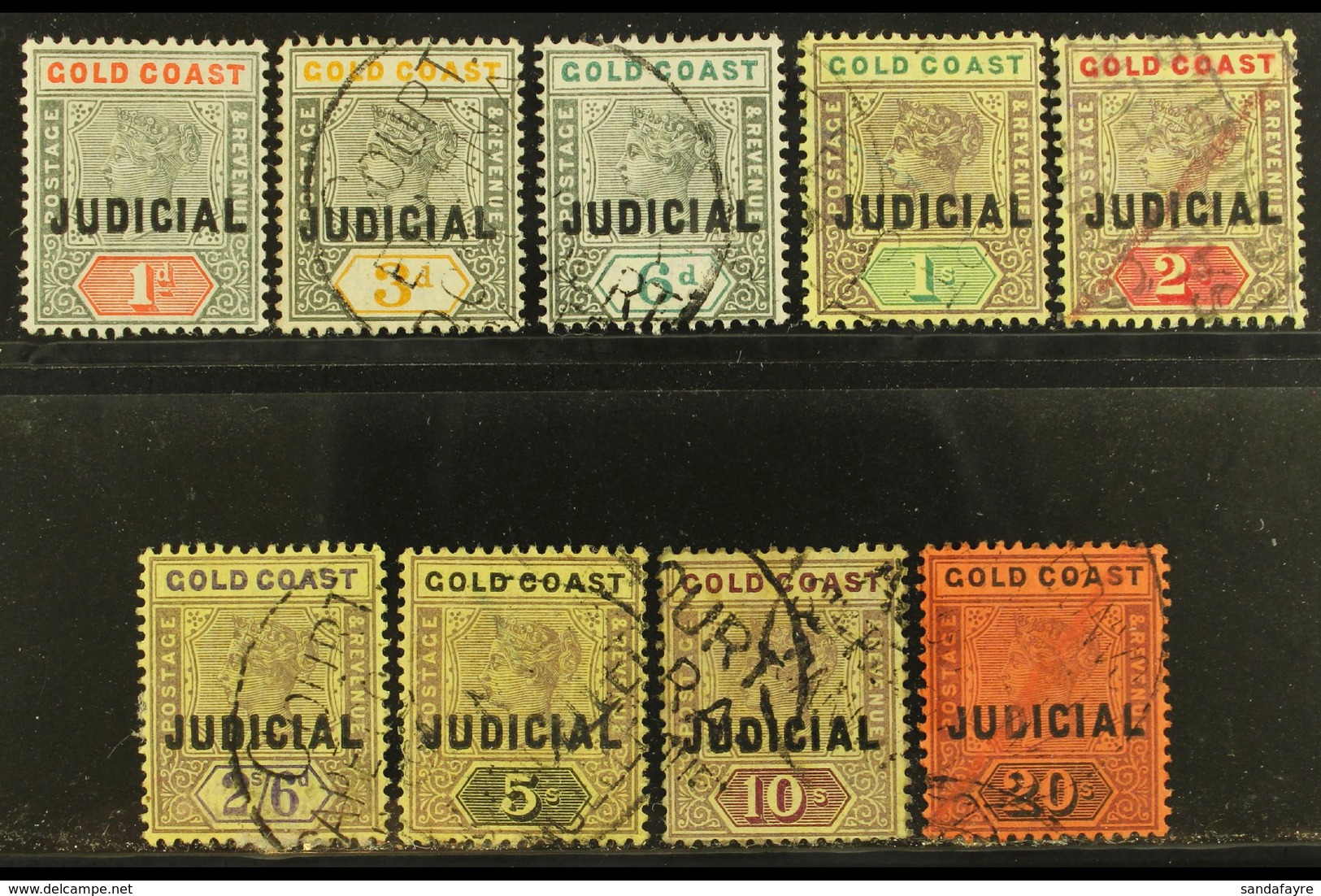 REVENUE STAMPS JUDICIAL 1899 Set To 20s, Barefoot 1/9, Fine Used. (9 Stamps) For More Images, Please Visit Http://www.sa - Goudkust (...-1957)