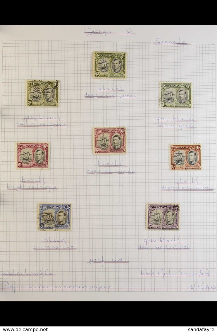 1937-52 KGVI VERY FINE USED - AWESOME SPECIALISED COLLECTION! Presented In An Album, Displayed On Expertly Annotated Alb - Grenada (...-1974)