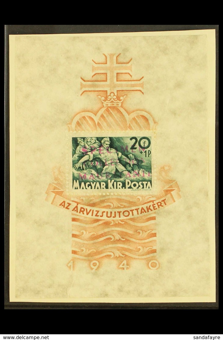 1940 Flood Mini-sheet (Michel Block 7) Affixed To Archive Paper And With Three-line "SPECIMEN / COLLECTION / MAURITANIE" - Andere & Zonder Classificatie