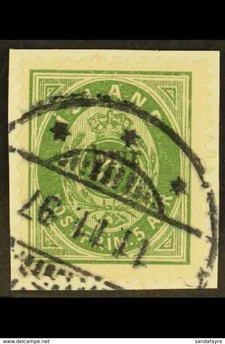 1897 "prir" On 5a Green Surcharge Small Letters Perf 12¾ (Facit 36, SG 40, Michel 19 B II), Very Fine Used On Small Piec - Sonstige & Ohne Zuordnung