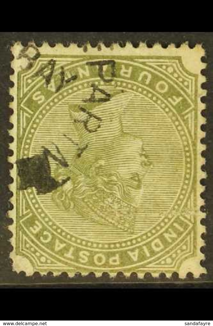 1882-90 4a Olive-green WATERMARK INVERTED Variety, SG 96w, Used, Small Imperfections, Scarce, Cat £350. For More Images, - Andere & Zonder Classificatie