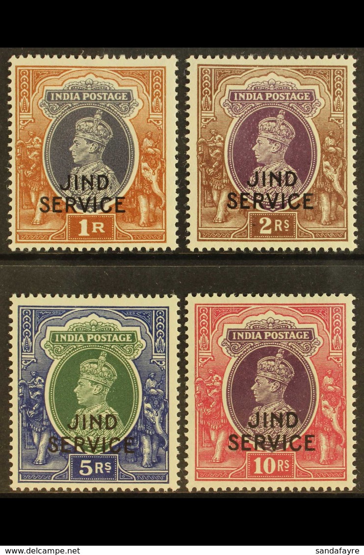 JIND OFFICIAL 1942 1r, 2r, 5r, And 10r Postage Issues Set Overprinted With "JIND SERVICE", SG O83/O86, Fine Mint. (4 Sta - Altri & Non Classificati