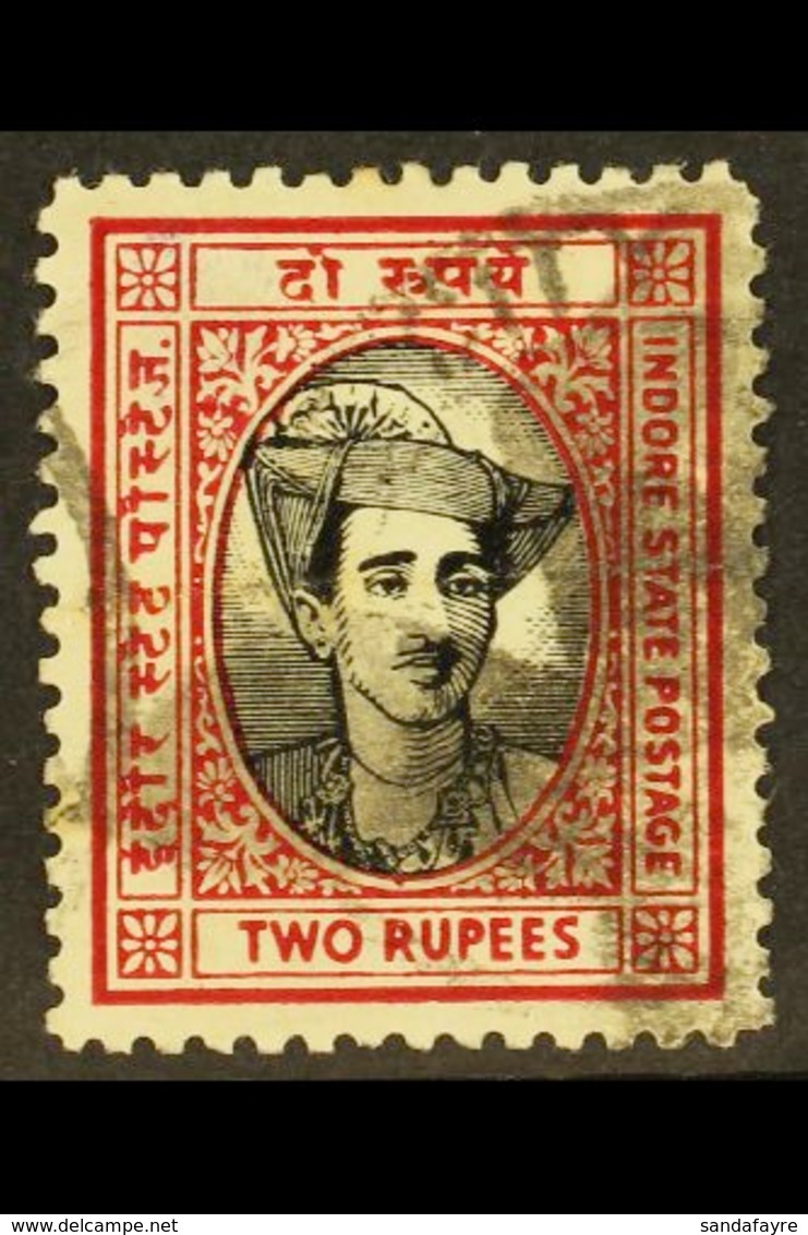 INDORE 1940 2r Black And Carmine, Maharaja Yeshwant, SG 42, Used. Horizontal Crease But Still An Attractive Example Of T - Andere & Zonder Classificatie