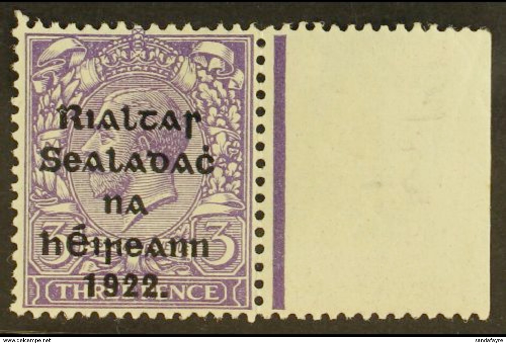 1922 THOM 3d Violet, Watermark Inverted And Reversed, SG 36y, Fine Mint With Right Margin. For More Images, Please Visit - Andere & Zonder Classificatie