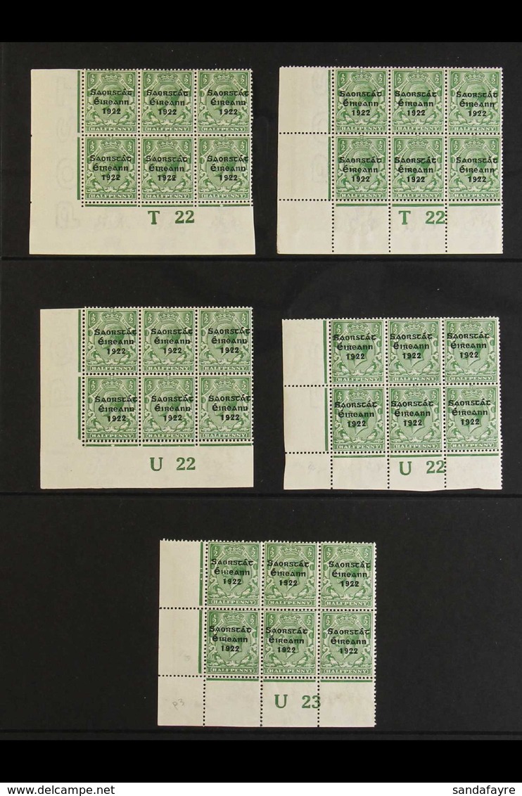 1922-23 THOM SAORSTAT CONTROL BLOCKS COLLECTION. A Very Fine Mint, ALL DIFFERENT Collection Of Corner Control Blocks Of  - Other & Unclassified