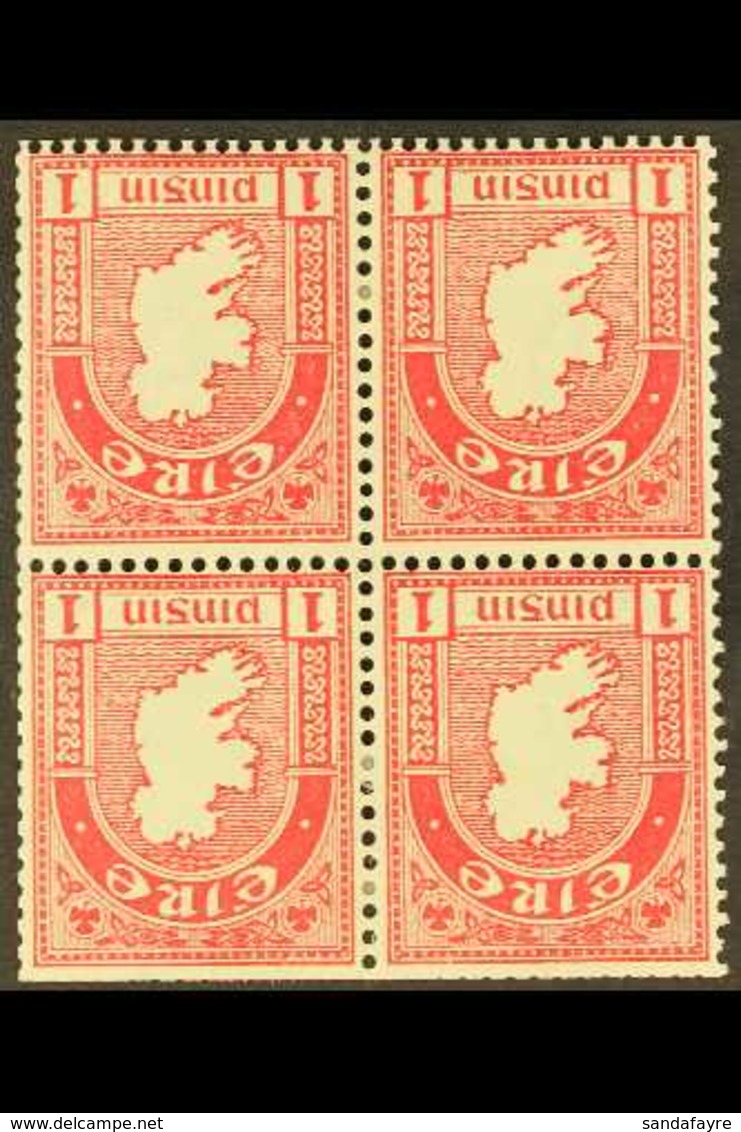 1922-33 1d Carmine "Inverted Watermark", SG 72aw, Fine Mint Block Of 4 With Trimmed Perf At Top (4 Stamps) For More Imag - Sonstige & Ohne Zuordnung