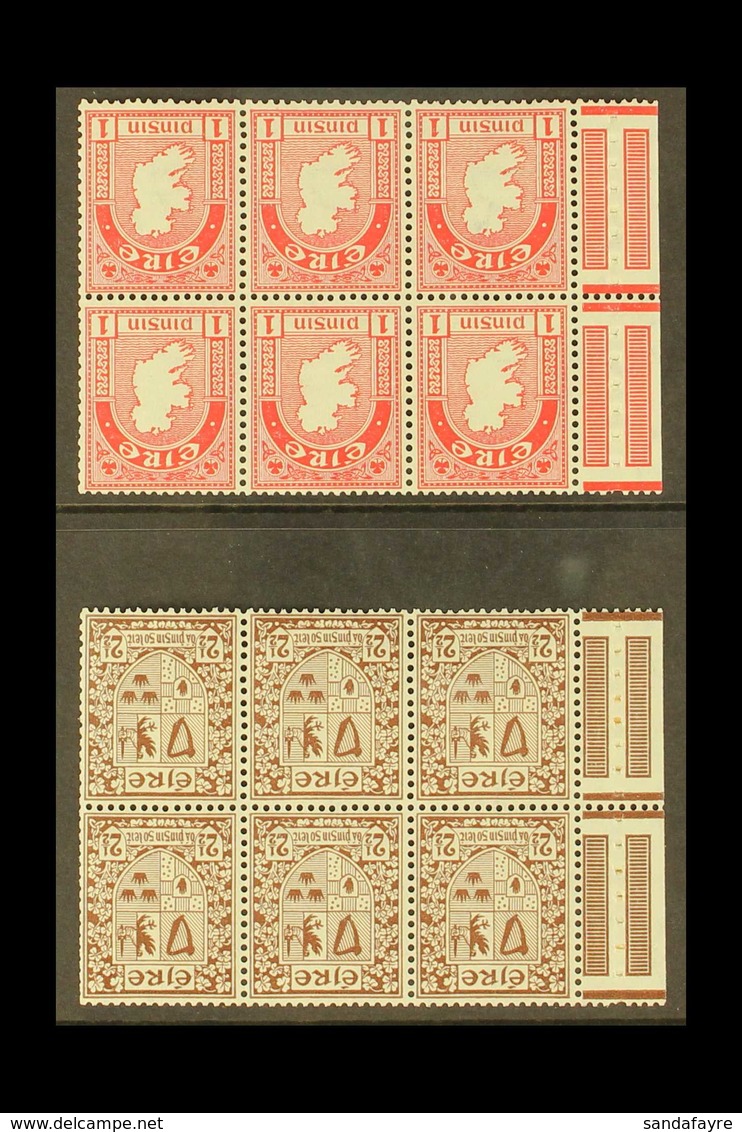 1940-68 MINT BOOKLET PANES 1d Carmine & 2½d Red Brown "INVERTED WATERMARK" Booklet Panes With Binding Margins (SG 112aw  - Andere & Zonder Classificatie