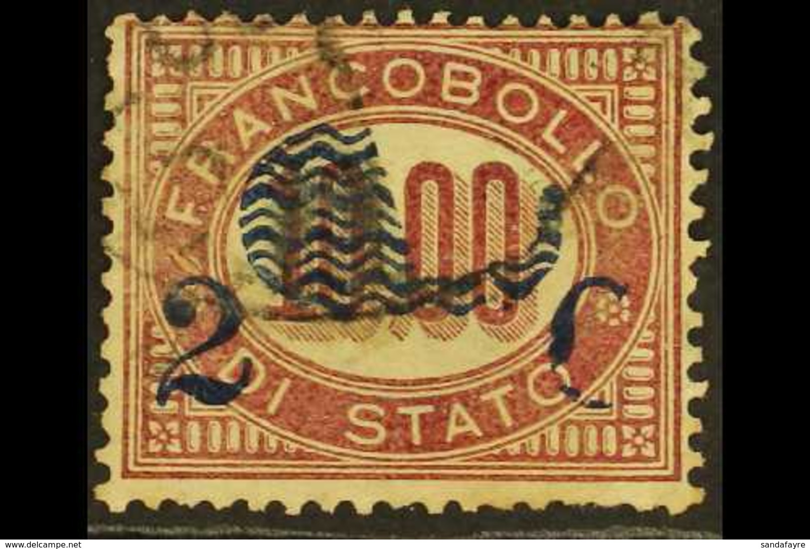 1878 2c On 10L Claret Surcharge With Large Part Of Wavy Lines Missing VARIETY (Soprastampa Parzialmente Mancante), Sasso - Zonder Classificatie