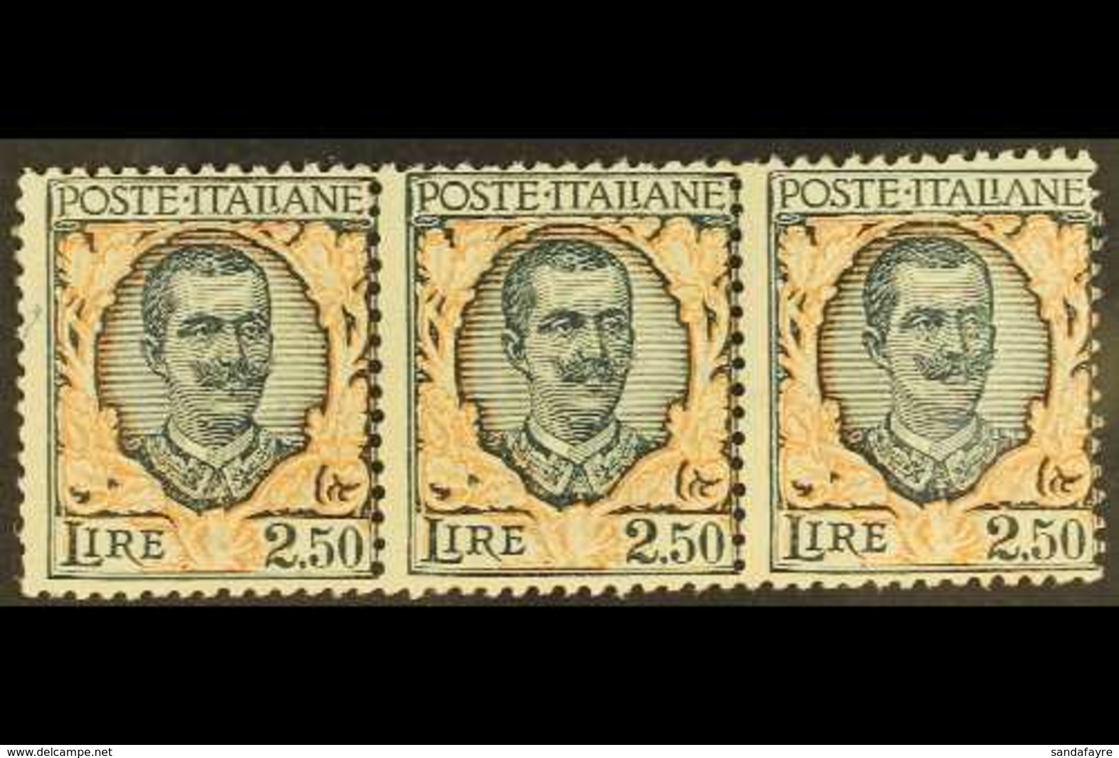 1926 2.50L Dark Green & Orange, Horizontal STRIP OF THREE, Sassone 203, Mi 243, Never Hinged Mint. For More Images, Plea - Non Classificati