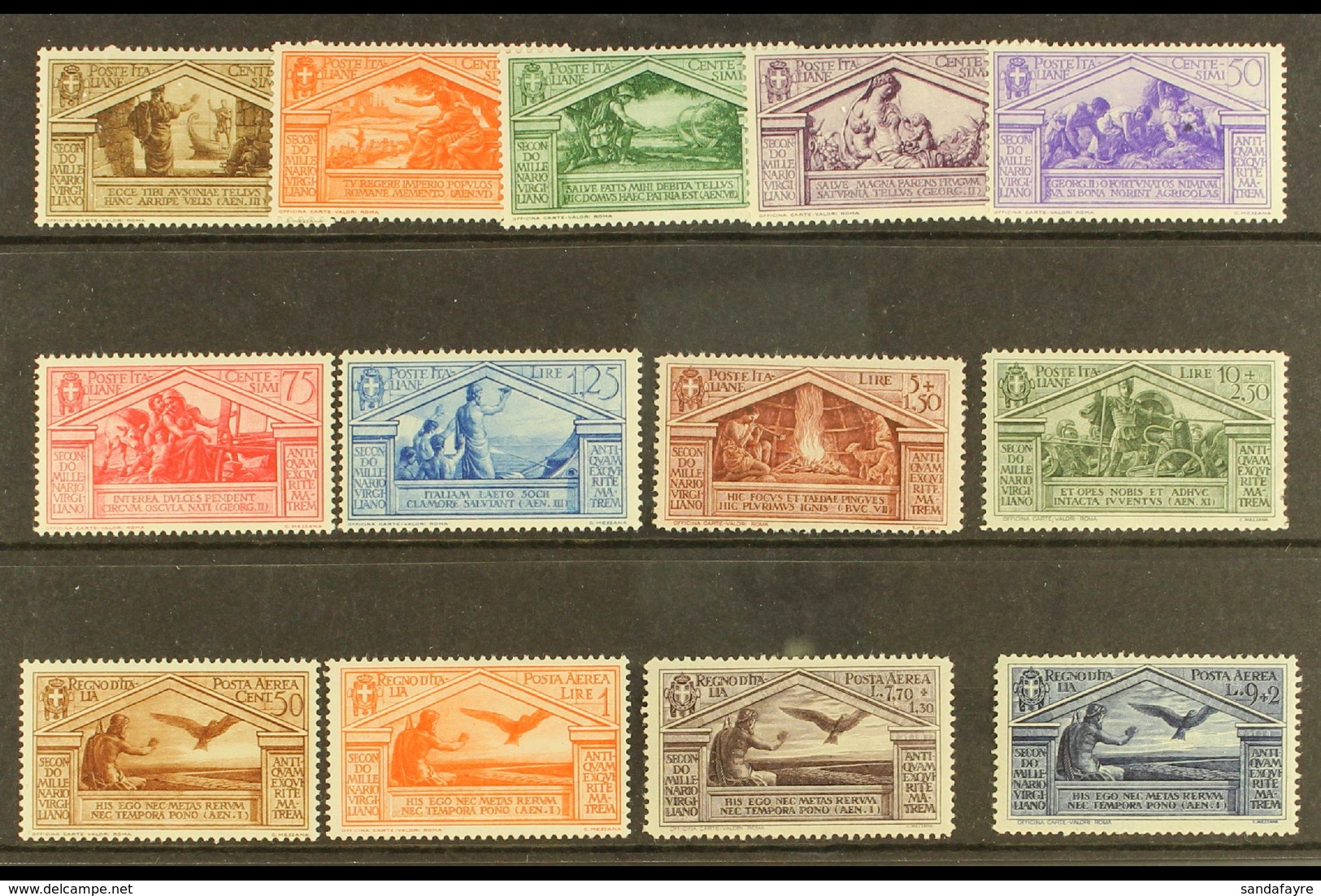 1930 Virgil  Postage And Air Sets Complete, Sass S. 58, Fresh Mint, The 10L Postage With Perf Fault, All Others Very Fin - Unclassified