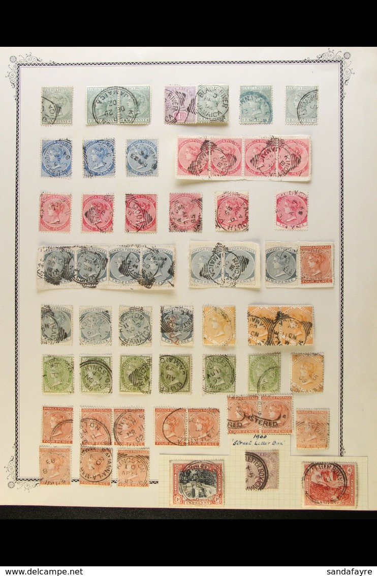 QV STAMPS ASSEMBLED FOR POSTMARKS Includes Pairs And Strips, Some On Piece. Note Squared Circles, Double Ring Cds's (inc - Jamaïque (...-1961)