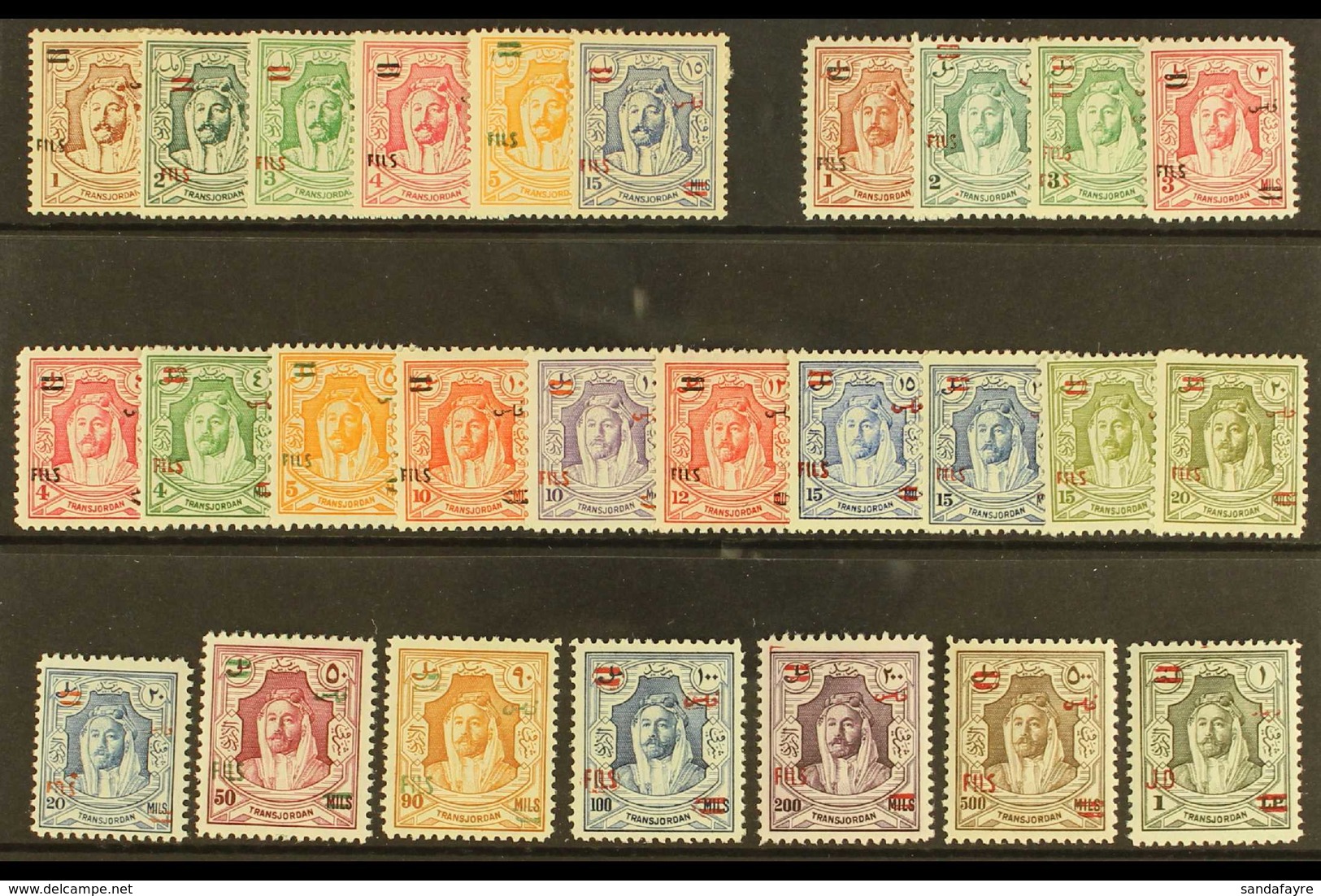 1952 New Currency Surcharge Set Complete, SG 307/333, Very Fine Mint, Chiefly NH. (27 Stamps) For More Images, Please Vi - Jordan