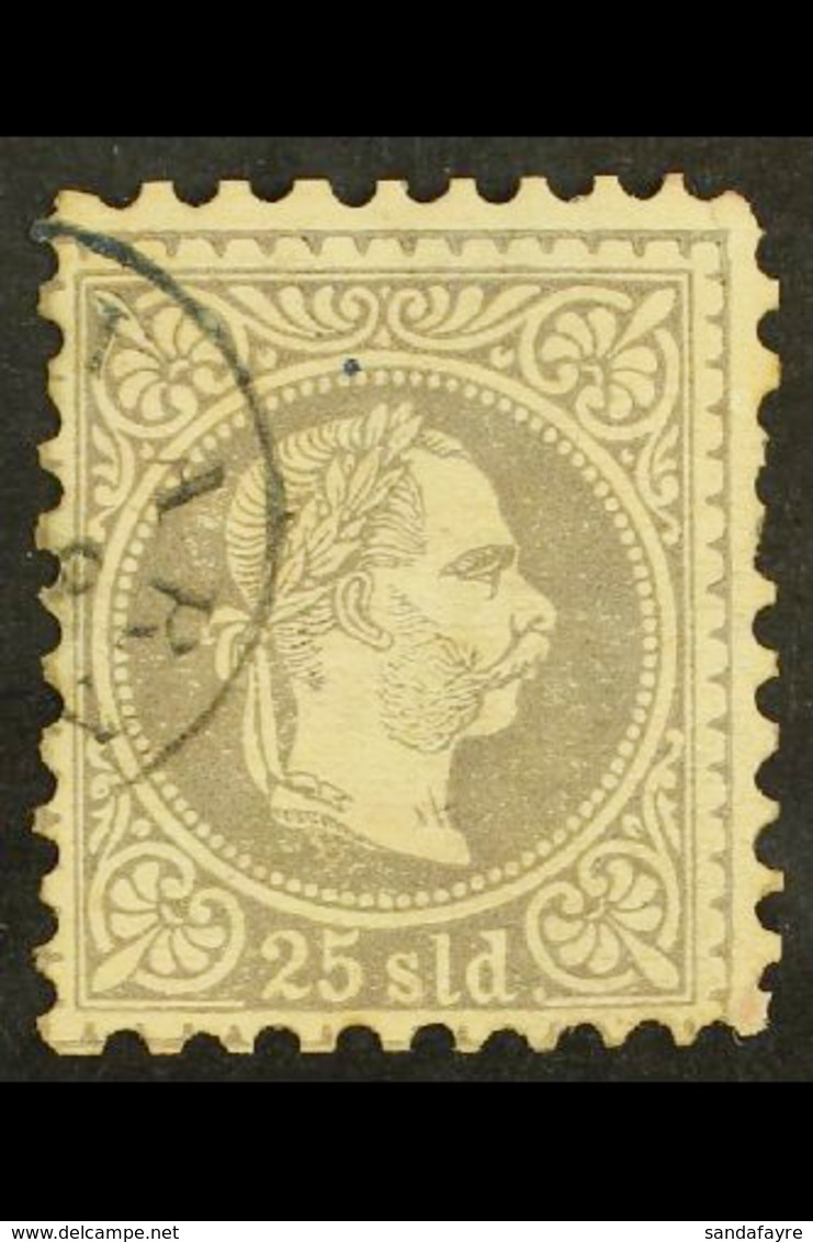 AUSTRIAN LEVANT 1883 25so Grey-lilac Franz Joseph, Fine Printing, Mi 6 II, Used, Some Pulled Perfs, Crisp Varna (Bulgari - Andere & Zonder Classificatie