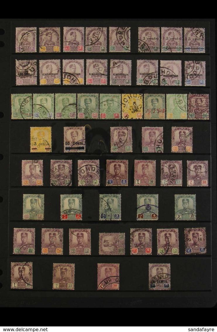 JOHORE 1891-1986 ALL DIFFERENT USED COLLECTION Presented On Stock Pages That Includes 1891-94 Set To 5c, 1896 Coronation - Altri & Non Classificati