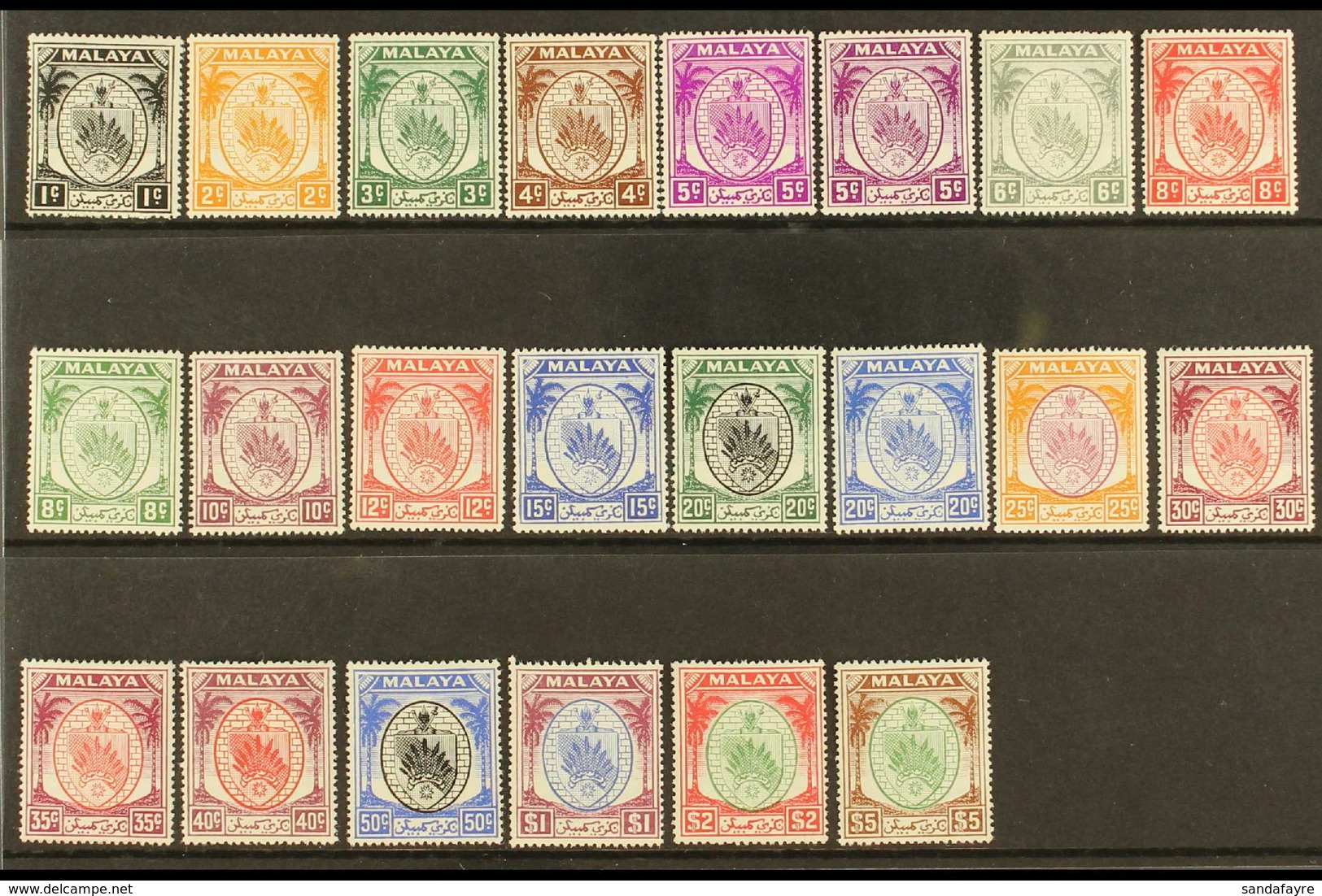 NEGRI SEMBILAN 1949-55 Complete Arms Set, SG 42/62, Plus 5c Listed Shade, Superb Never Hinged Mint. (22 Stamps) For More - Other & Unclassified