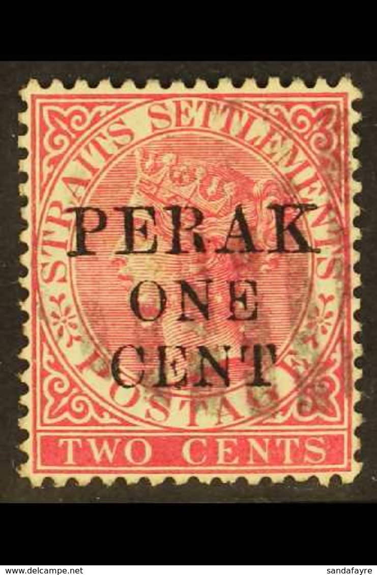 PERAK 1889-90 1c On 2c Bright Rose Surcharge Without Stop, SG 41, Fine Used, Fresh & Scarce. For More Images, Please Vis - Altri & Non Classificati