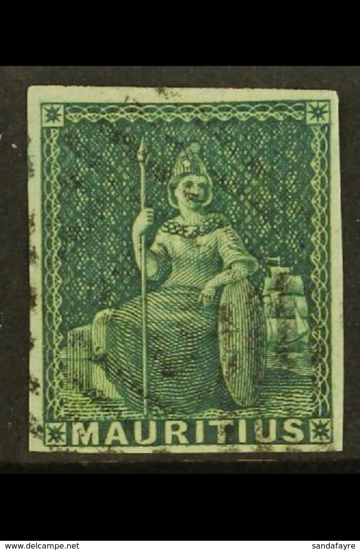 1858 (4d) Green Britannia, SG 27, Superb Used With Good Margins All Round And Light Barred Oval Cancel. Deep Colour. For - Mauritius (...-1967)