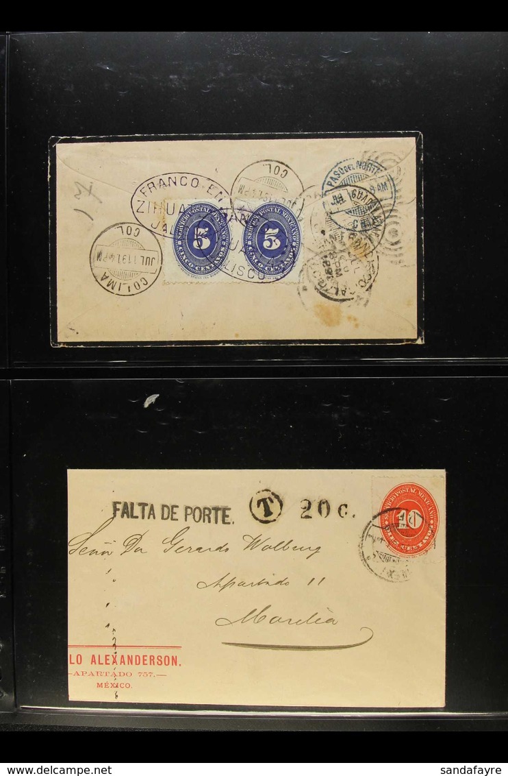 1887-1895 NUMERAL ISSUES ON COVERS. An Interesting Collection On Stock Pages, Inc Some With Multiple Frankings, Showing  - Mexico