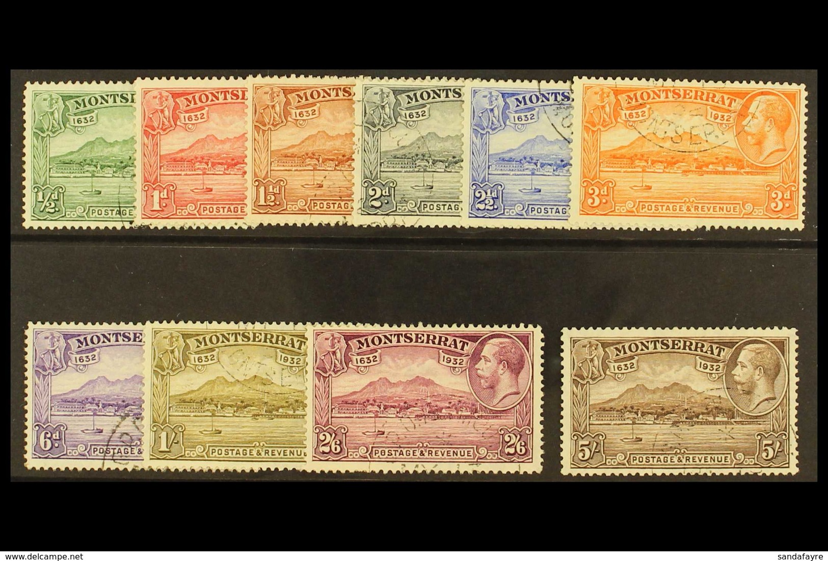 1932 300th Anniv. Of Settlement Set Complete, SG 84/93, Each Cancelled By MADAME JOSEPH Forged Plymouth Cds Of 13th May  - Montserrat