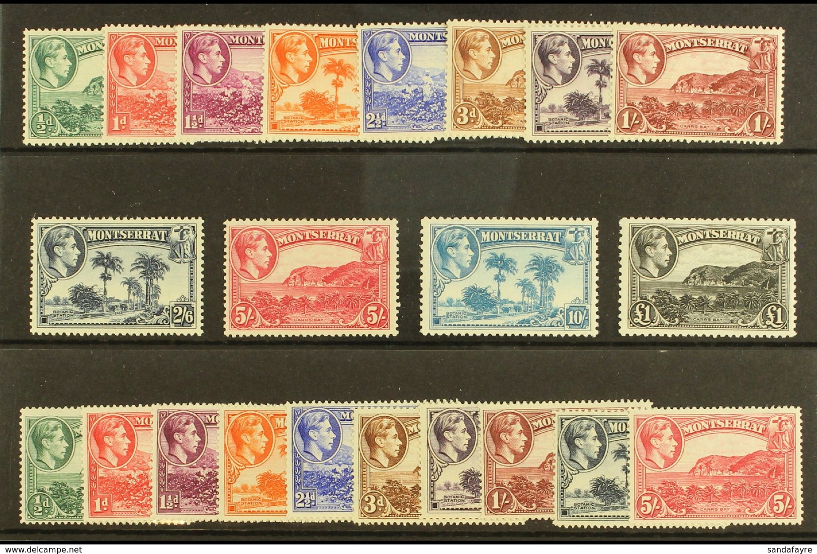 1938-48 Definitives Complete With All Perf Types, SG 101/112 Plus 101a/110a, Very Fine Mint. (22 Stamps) For More Images - Montserrat
