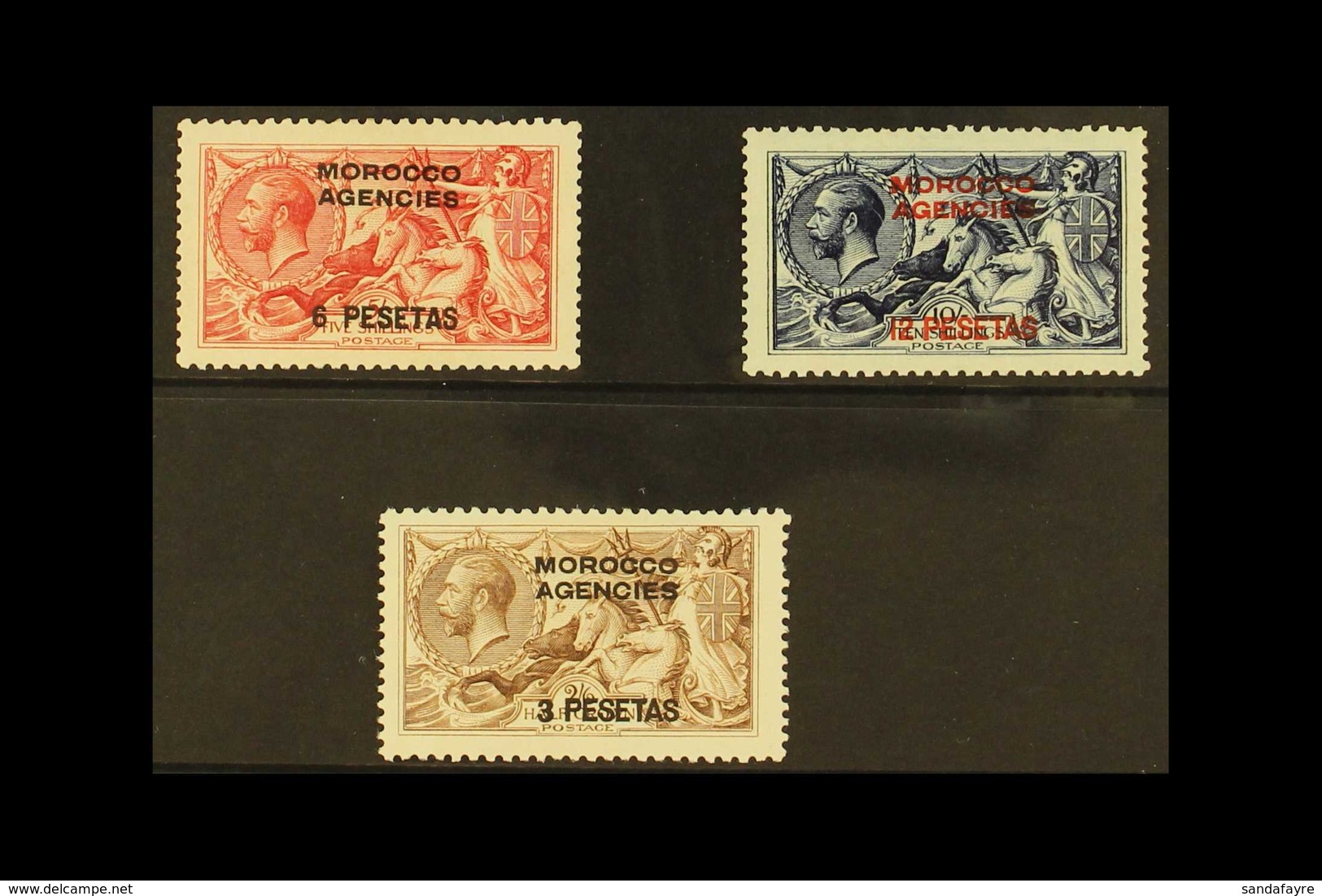 SPANISH CURRENCY 1914-26 Seahorses, With Waterlow 6p On 5s, 12p On 10s Indigo-blue, And Bradbury Wilkinson 3p On 2s.6d,  - Altri & Non Classificati