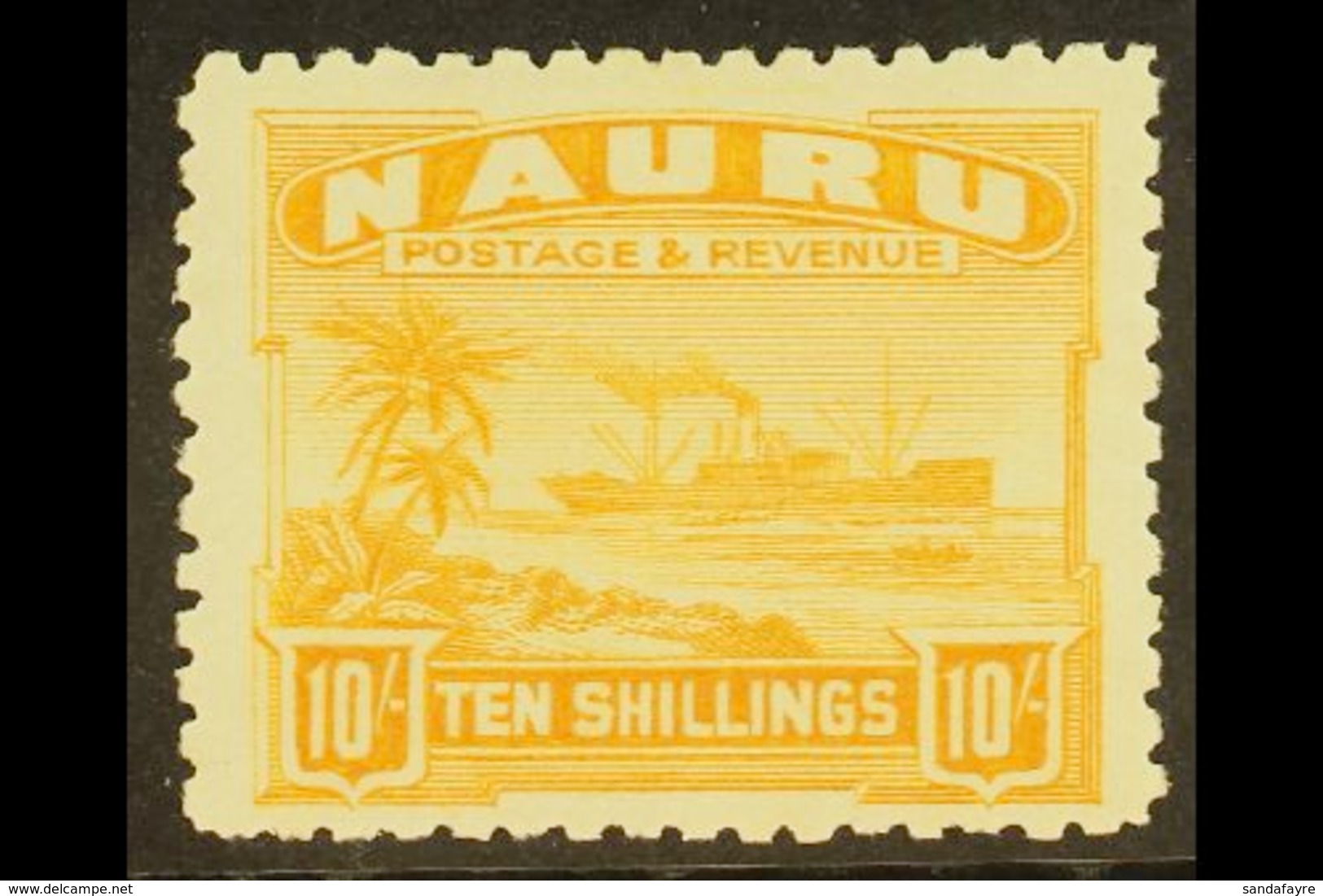 1924 10s Yellow On Rough Surfaced Paper, SG 39A, Very Fine And Fresh Mint. For More Images, Please Visit Http://www.sand - Nauru