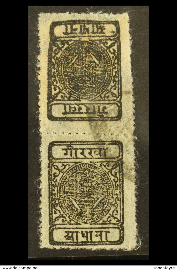 1900 ½a Black Pin-perf Vertical TETE-BECHE PAIR, H&V 24a, Very Fine Used. For More Images, Please Visit Http://www.sanda - Népal