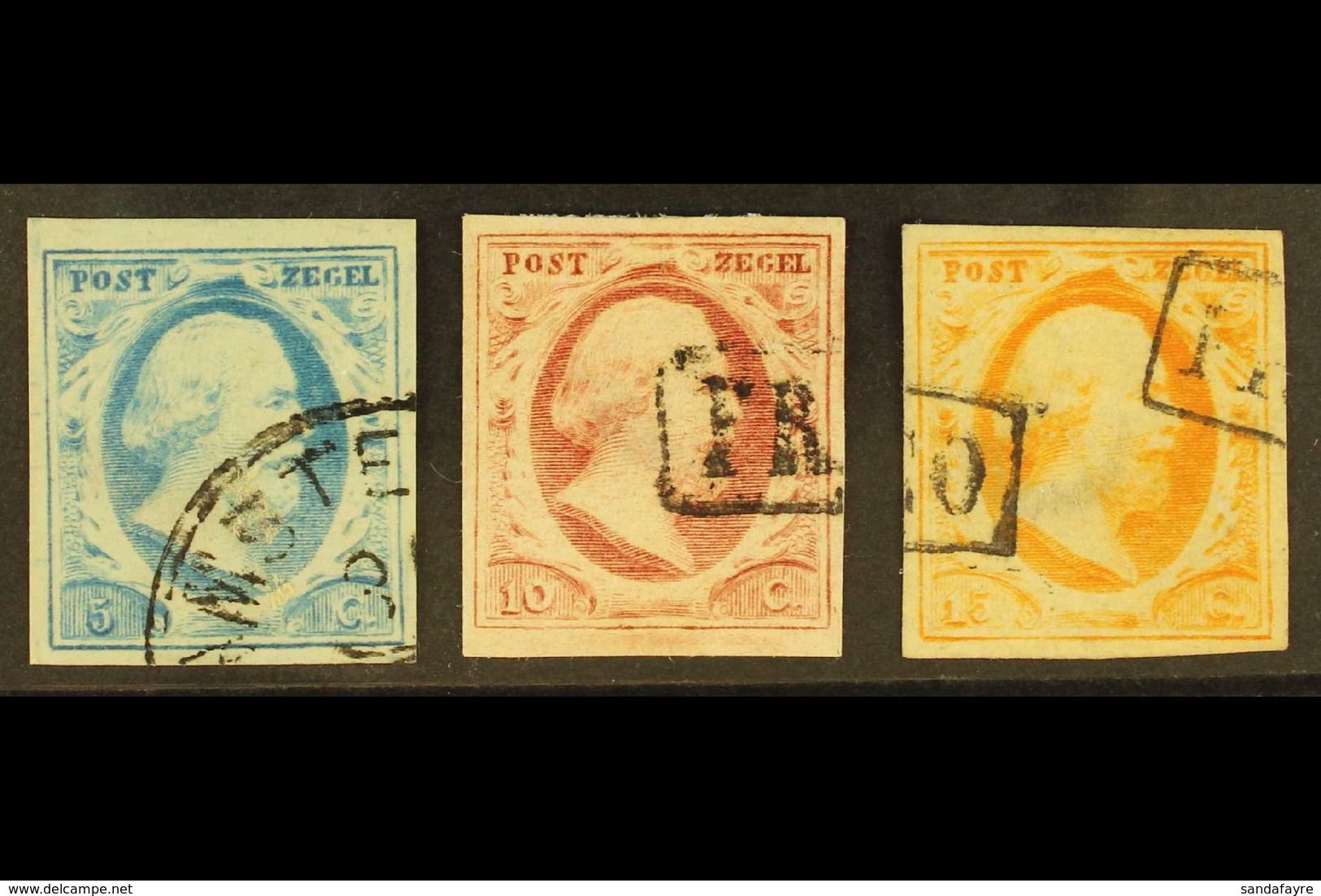 1852-63 Imperf Complete Set (NVPH 1/3, SG 1/3, Michel 1/3), Very Fine Used, All With Four Good To Large Margins, Very Fr - Andere & Zonder Classificatie