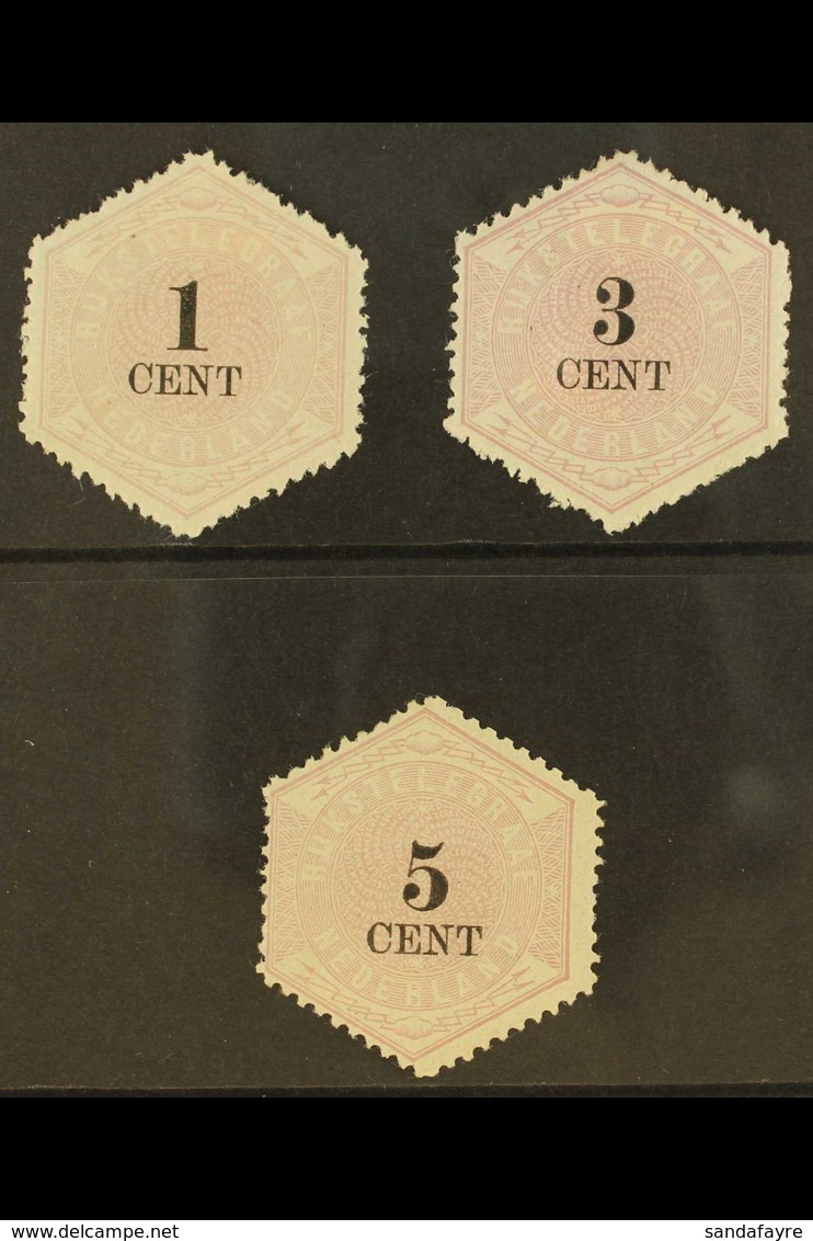 TELEGRAPH 1877-1903 1c, 3c & 5c (NVPH TG1/3, Michel 1/3), Fine Mint, Fresh. (3 Stamps) For More Images, Please Visit Htt - Andere & Zonder Classificatie