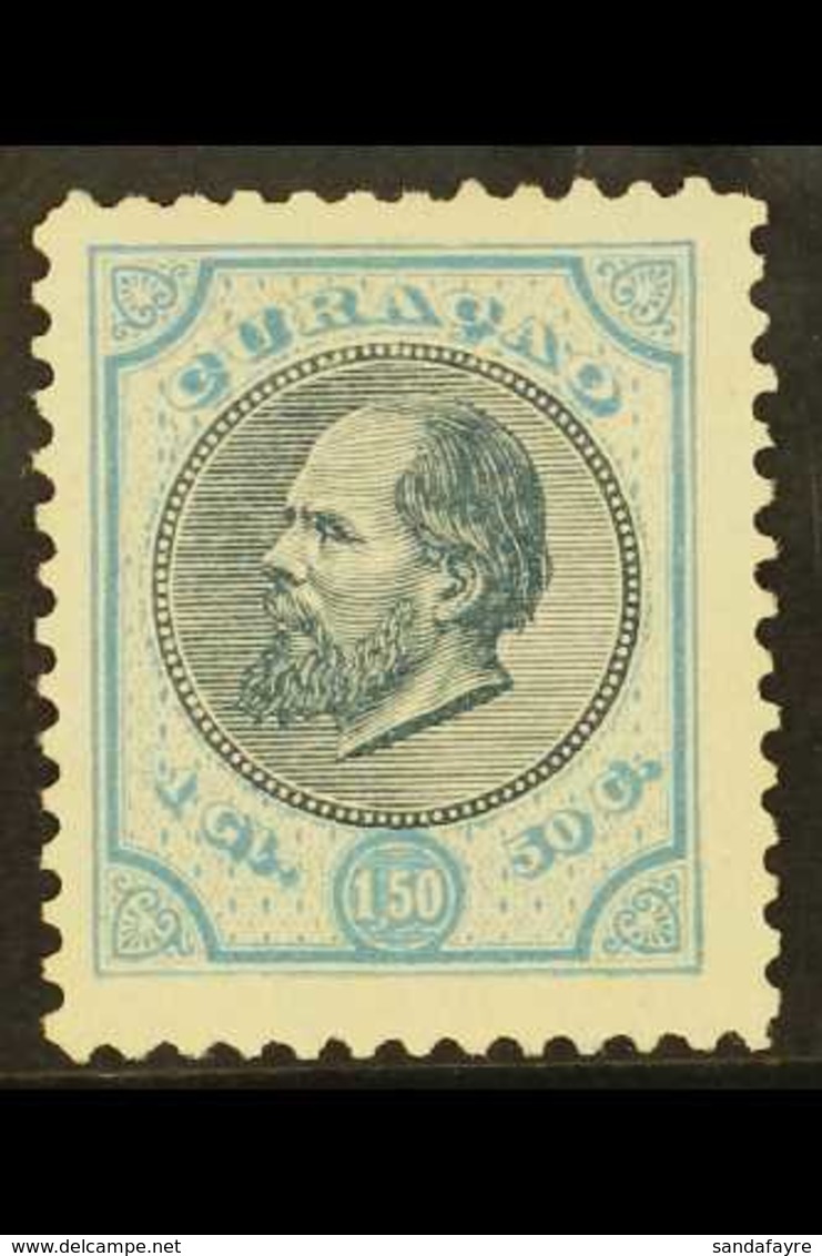 CURACAO 1873-92 1.50g Indigo & Pale Blue King (SG 29, NVPH 11F), Fine Unused No Gum As Issued, Very Fresh. For More Imag - Other & Unclassified