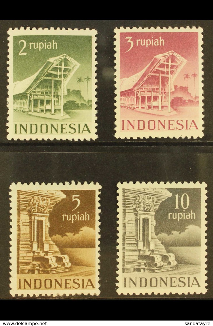 INDONESIA 1949-50 2r Grey-green, 3r Purple, 5r Chocolate & 10r Grey-black (SG 567A/70A, NVPH 384/87), Superb Mint, Fresh - Andere & Zonder Classificatie