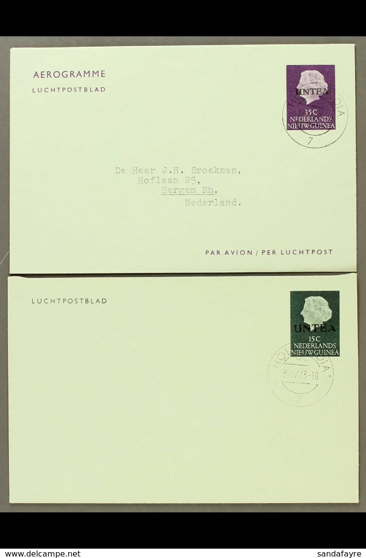 UNTEA 1962 15c & 35c Aerogrammes, Fine Used With "Hollandia" Cds's, 15c Is Unaddressed, Fresh & Scarce. (2 Aerogrammes)  - Andere & Zonder Classificatie